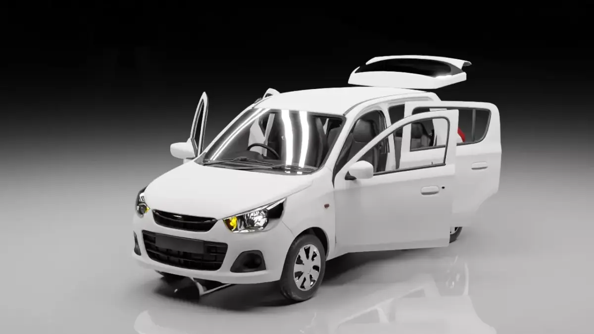 Low Poly Compact Hatchback Car 3D Model Rigged Car Interior  3D model