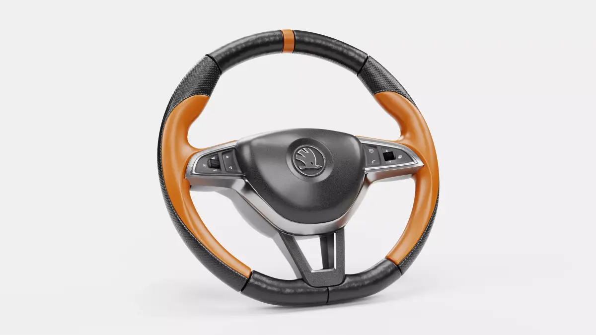 Brown Cover Steering Wheel 3D model