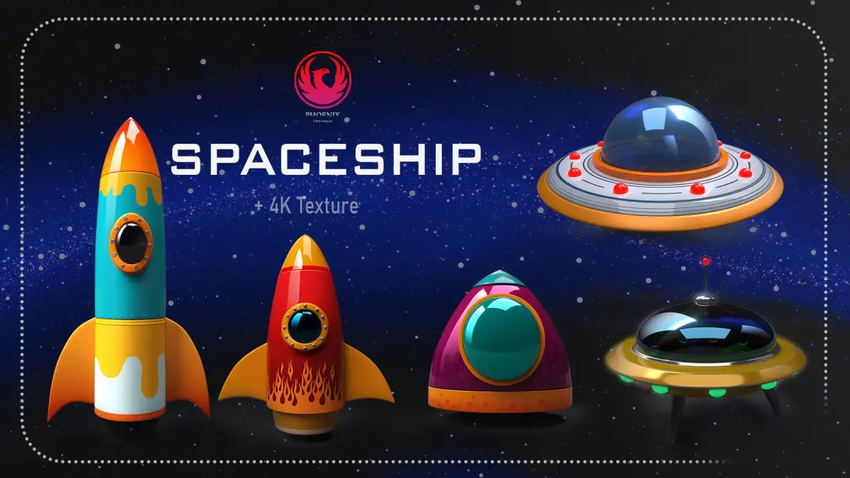Low-Poly 3D Model Stylised Spaceshipe Low-poly 3D model