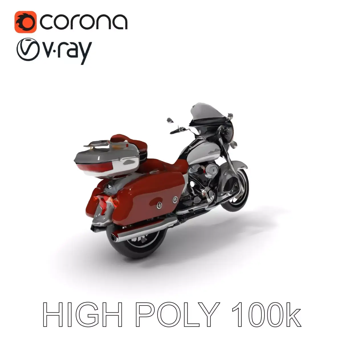 Classic Touring Motorcycle Model Pack with PBR Textures Low-poly 3D model