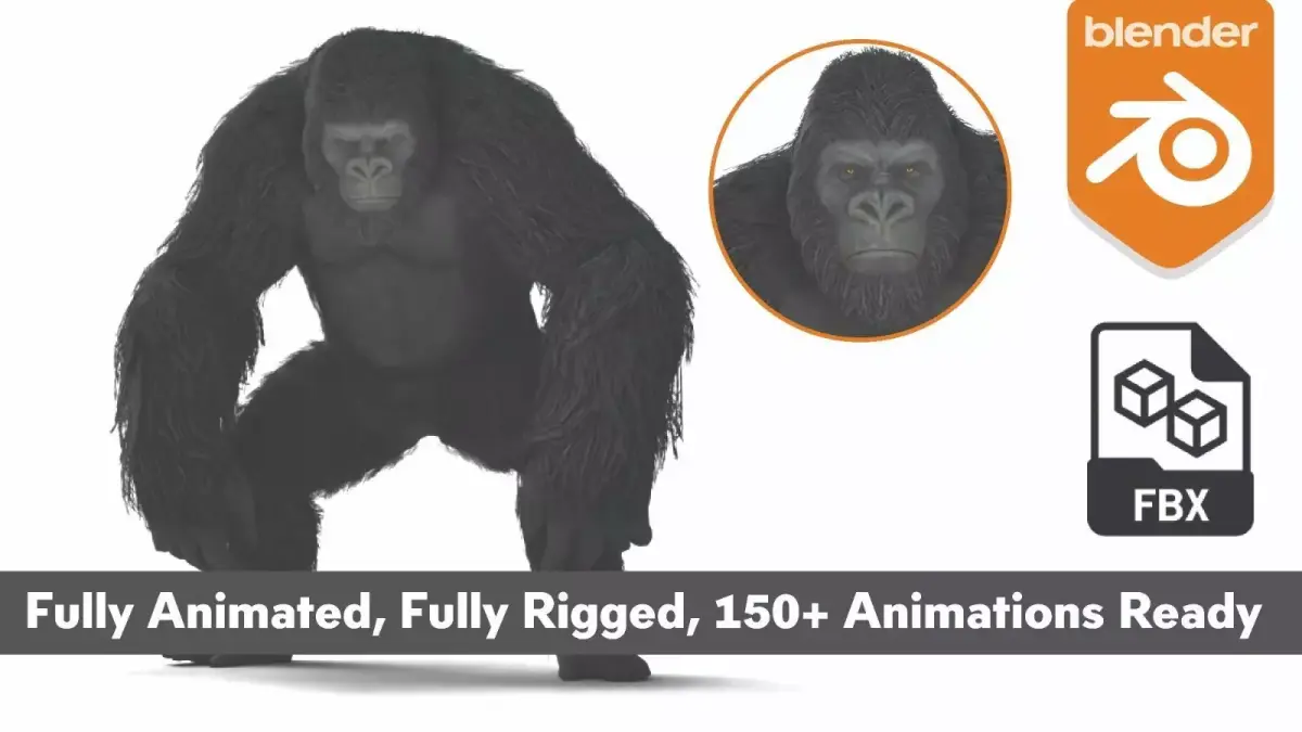 King Kong Gorilla Fully Rigged 150 Animations 3D model