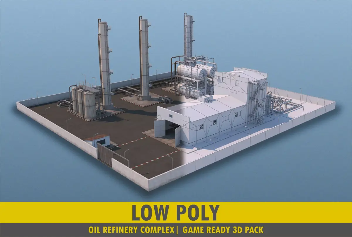 Refinery  Complex - Pack Low-poly 3D model