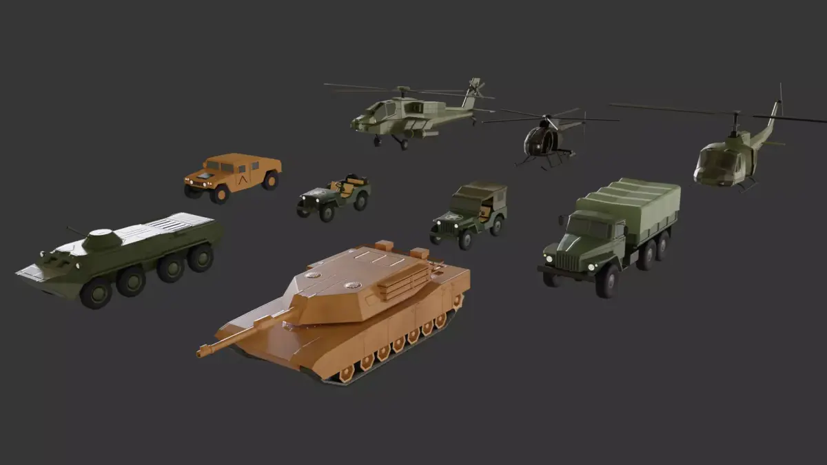 Military Veichles Pack Low-poly 3D model