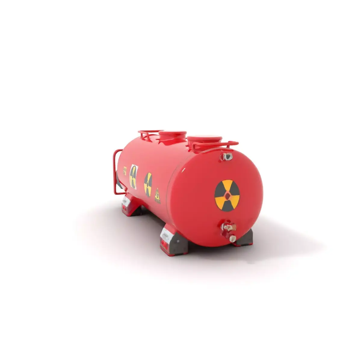 Industrial Red Storage Tank model pack with radiation symbol Low-poly 3D model