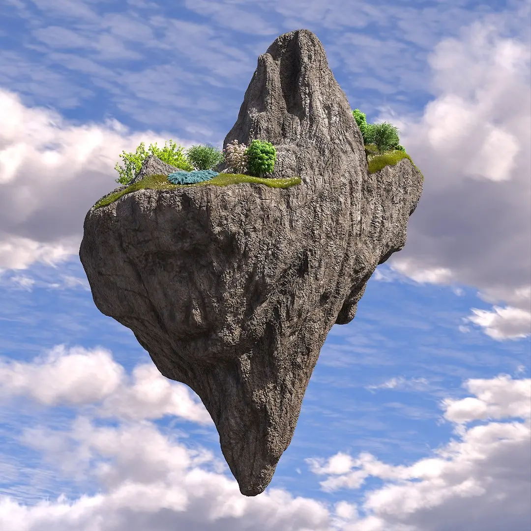 Floating Forest Cliff 3D model