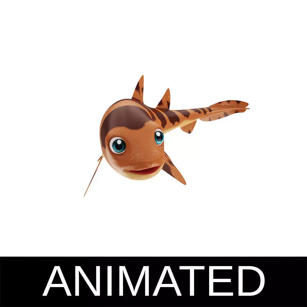 White Spotted Bamboo Shark Animated Fish  Low-poly 3D model