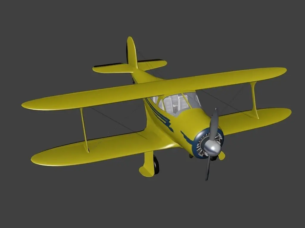 Beechcraft Model 17 Staggerwing Low-poly 3D model
