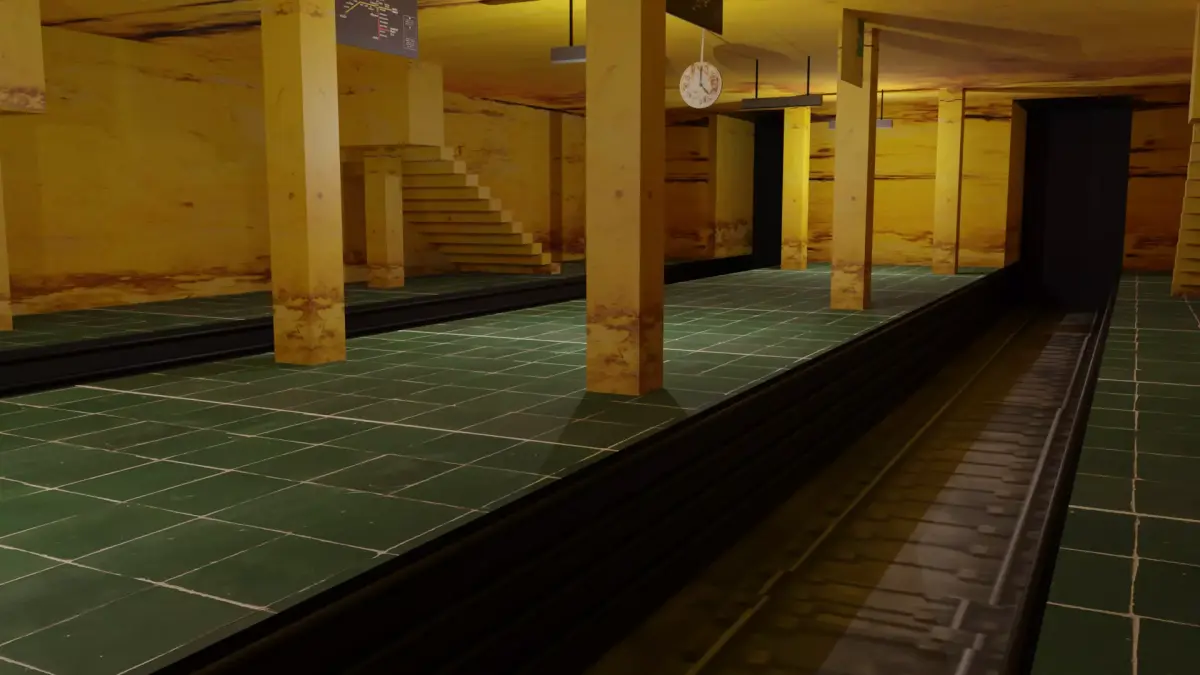 Dirty Metro Station Low-poly 3D model
