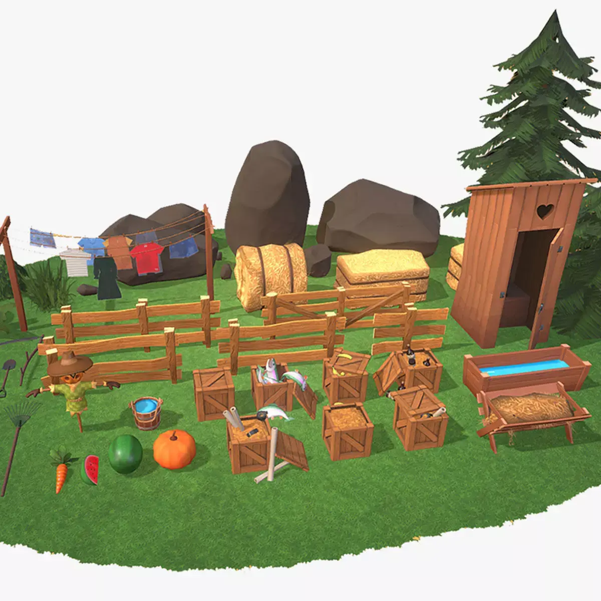 Cartoon Farm Assetpack Low-poly 3D model