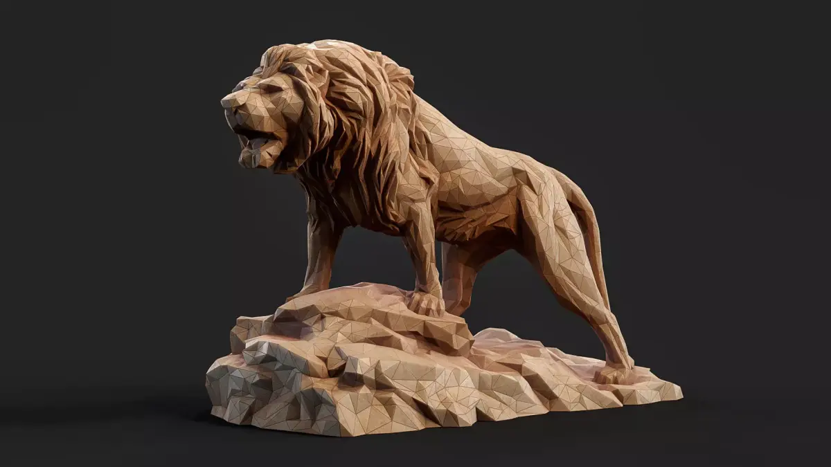 Paper Lion PBR model Low-poly 3D model