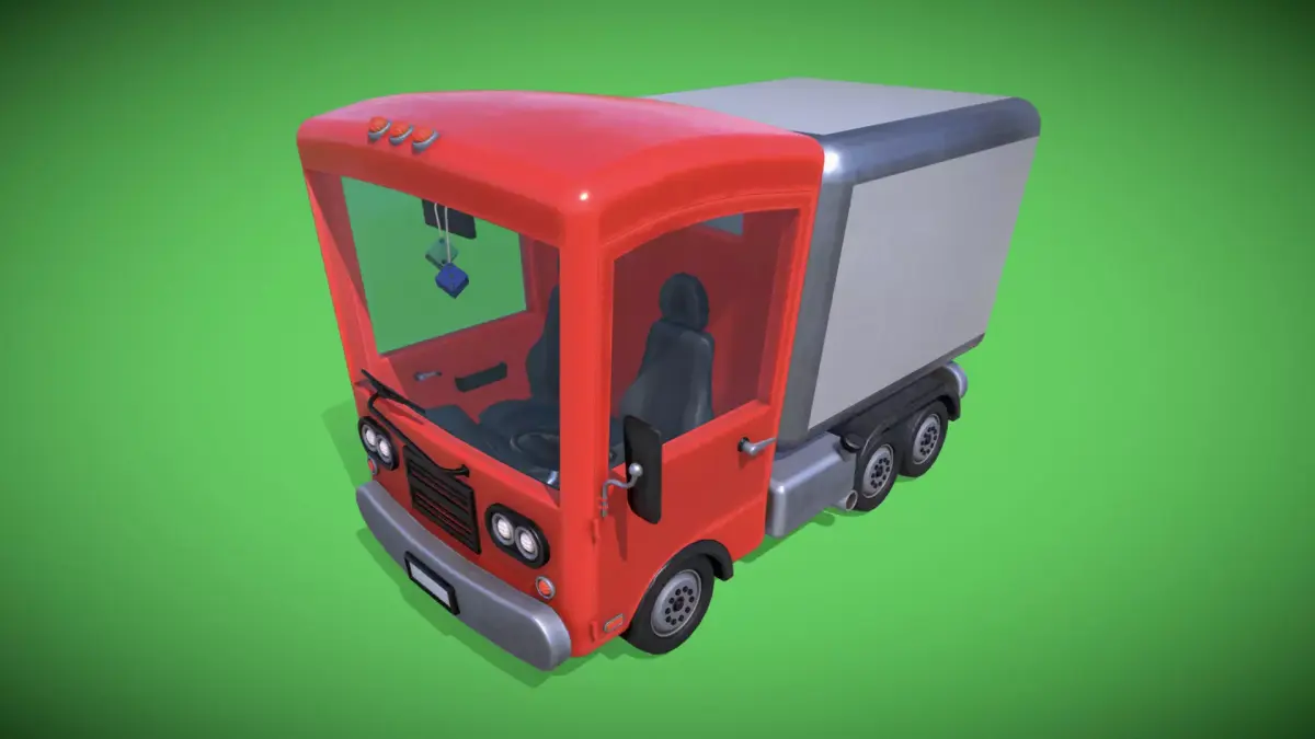 Stylized Box Truck Low-poly 3D model