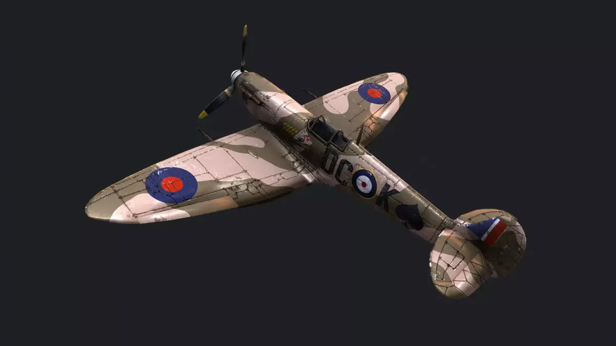 airplane fighter plane spitfire  Low-poly 3D model