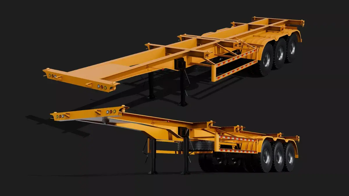 3 axle Skeleton semi trailer container chassis 3D model