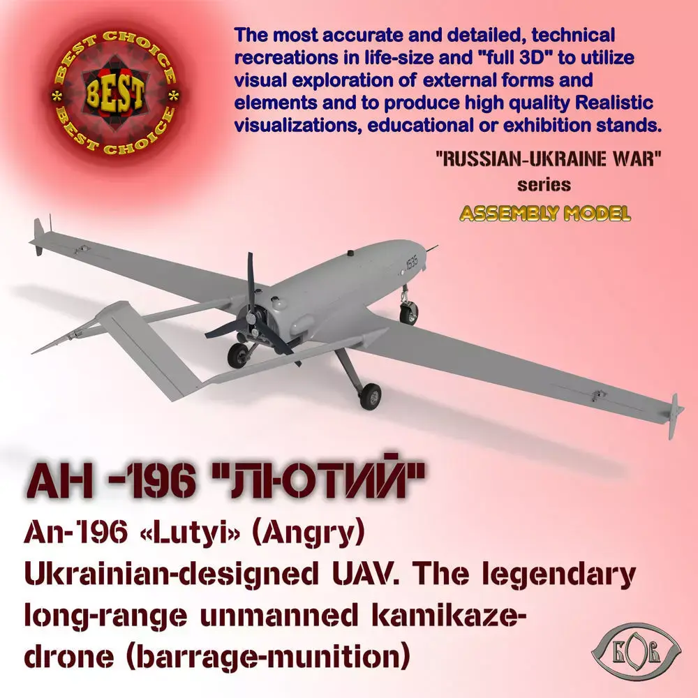 Ukrainian UAV AN196 LUTYI deep strike air drone 3D model