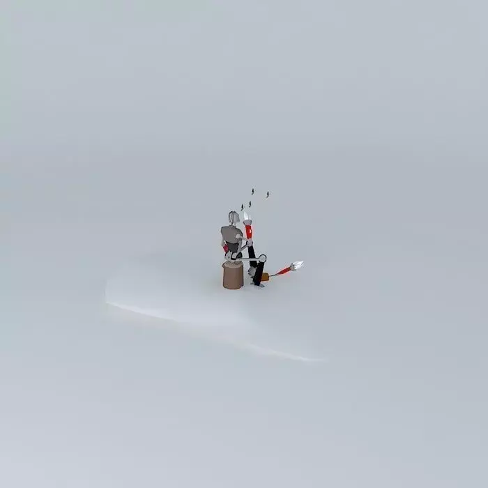 Robot snowman in snow Free 3D model