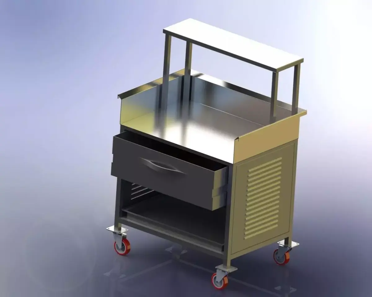 SS 304 Work Table with Overhead Shelf 3D model