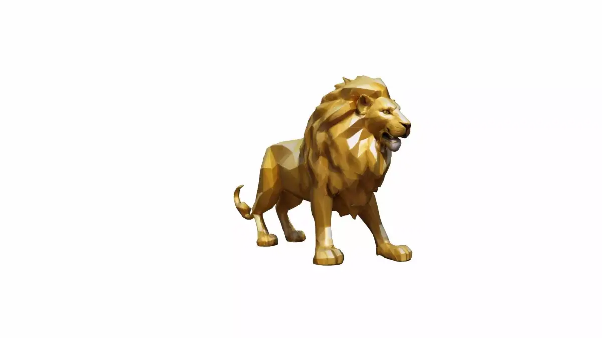 The Golden Lion Is A Majestic Symbol Of Power 3d Render 3D model purchase