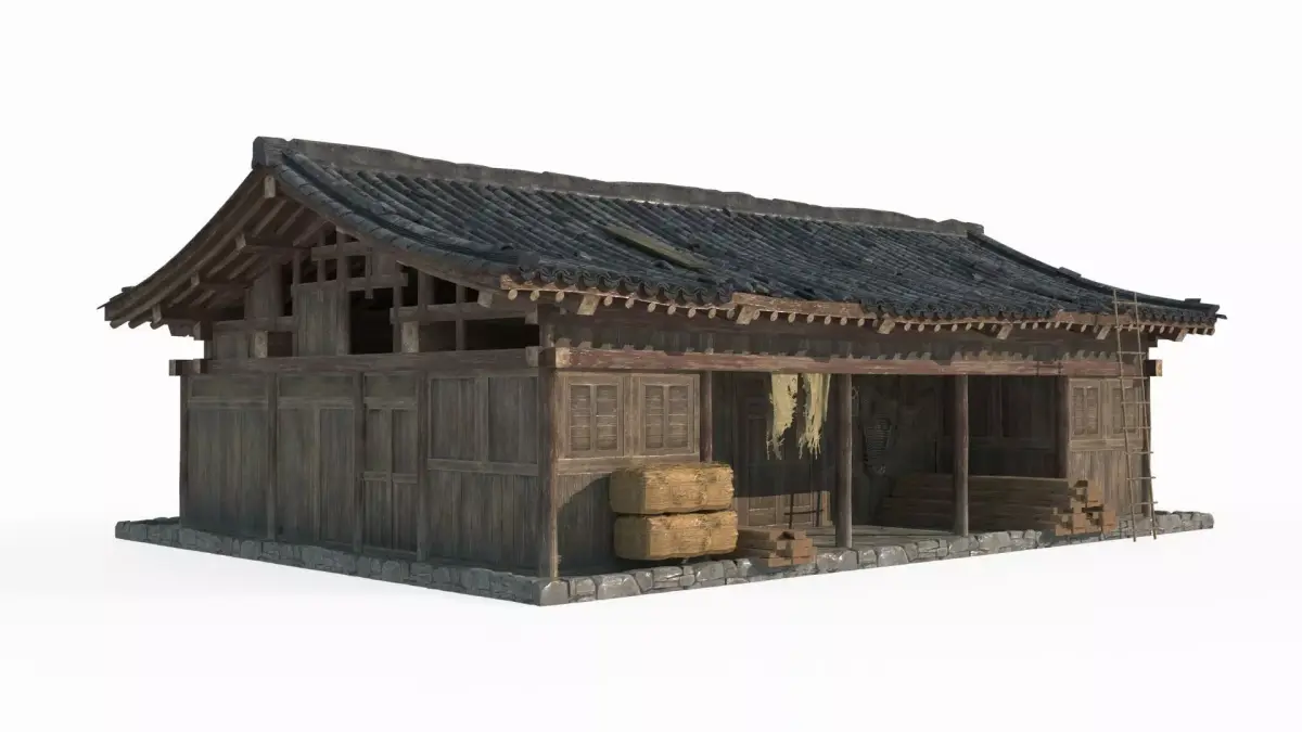 Asian ancient architecture tile shop 3D model