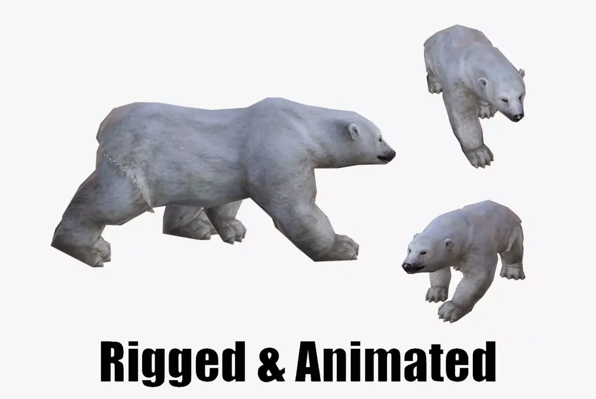 low-poly animated polar bear Low-poly 3D model