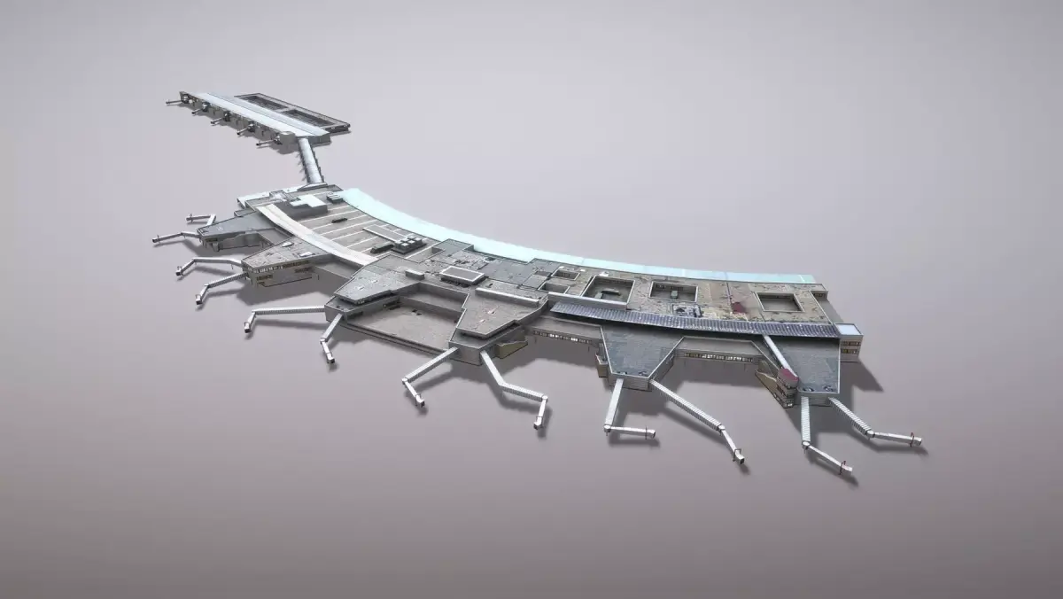 Airport Terminal LEMD Terminal1 Madrid Barajas Airport Low-poly 3D model