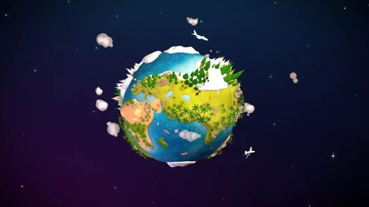cartoon lowpoly earth planet 3D model