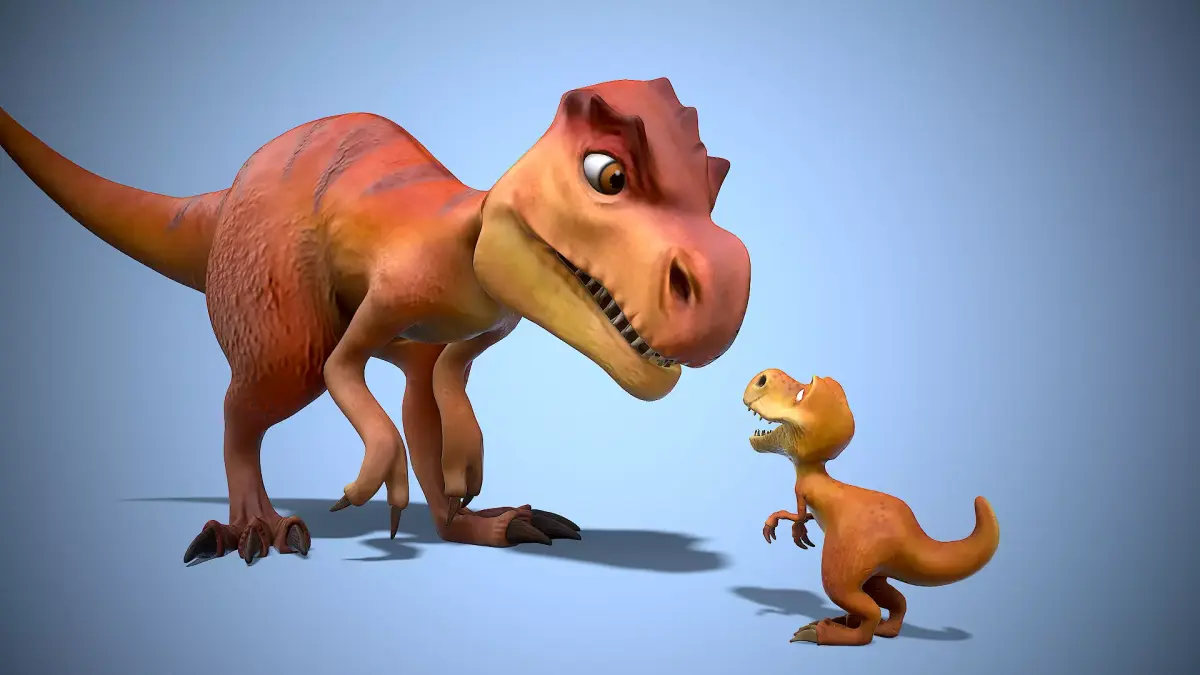 Dino family Low-poly 3D model