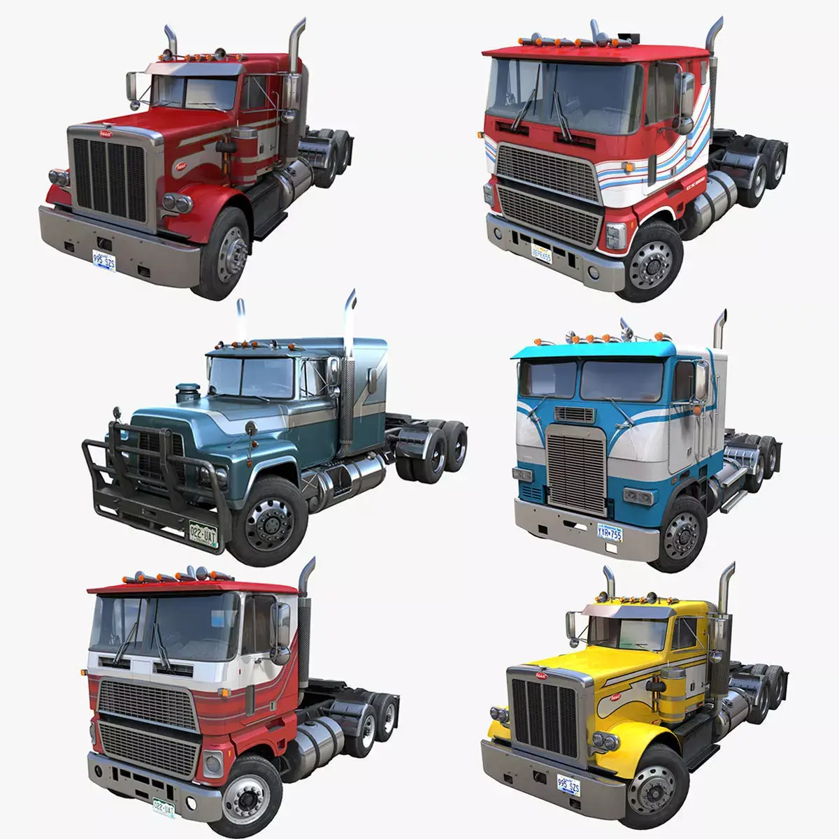 80s Semi Trucks collection 3D Model Pack
