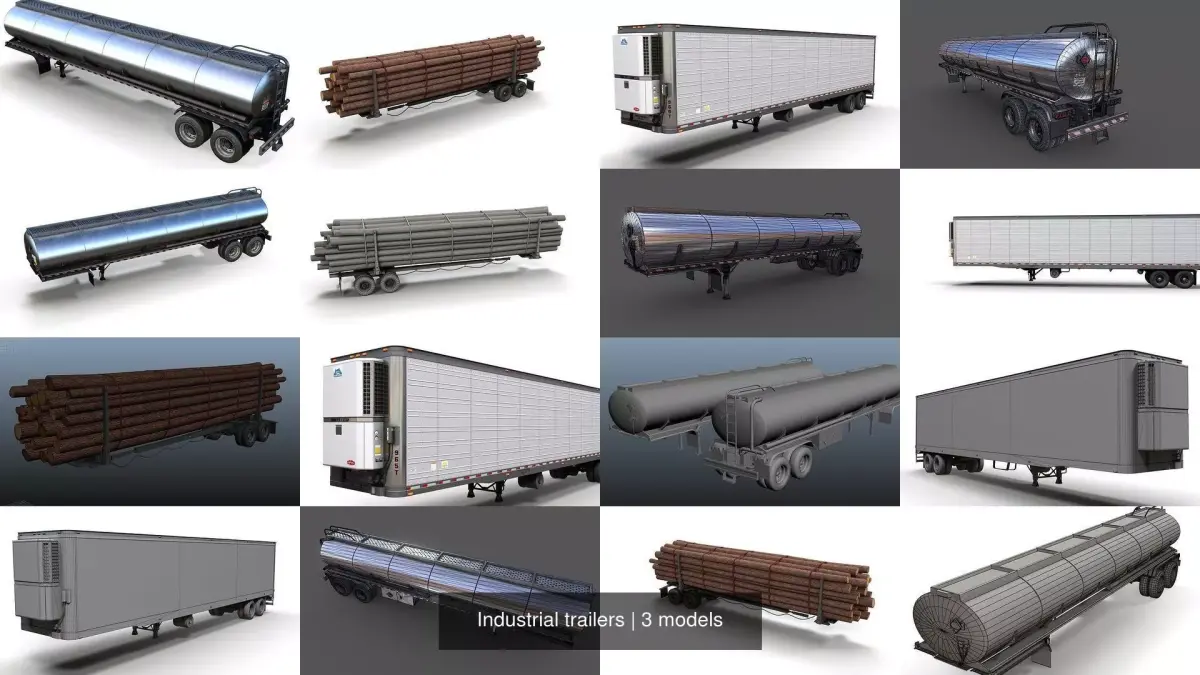 Industrial trailers 3D Model Pack