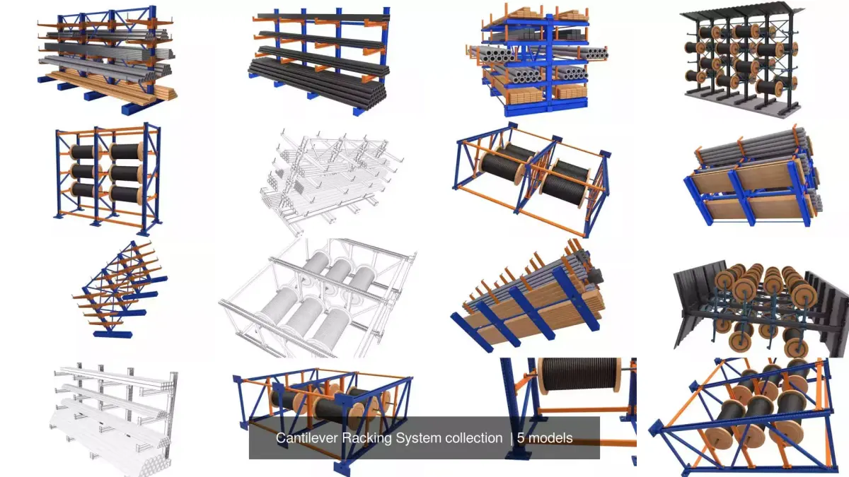 Cantilever Racking System collection  3D Model Pack