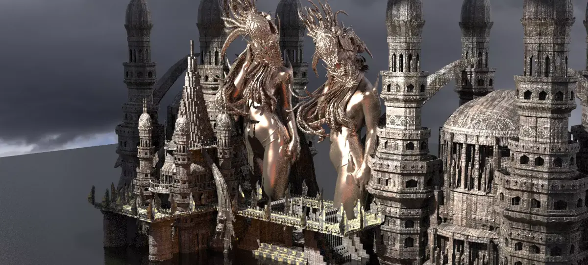 Jinn Temple Dark Temple walkways city 3D model