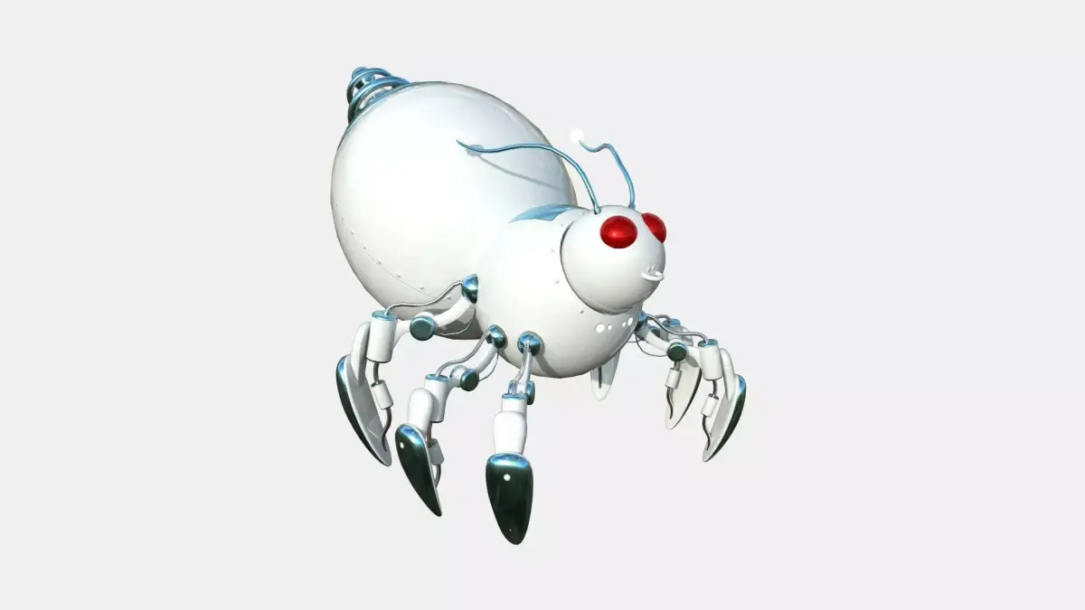Cute Robot E06 White Blue - SciFi Character Design Low-poly 3D model