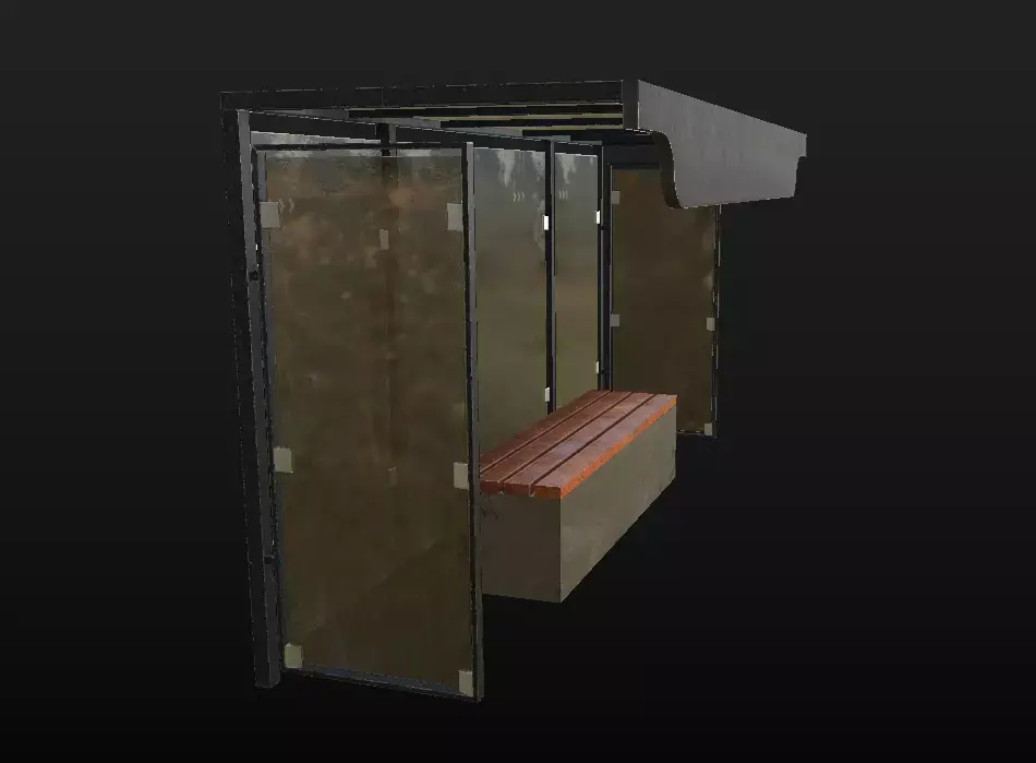 lowpoly bus station Low-poly 3D model