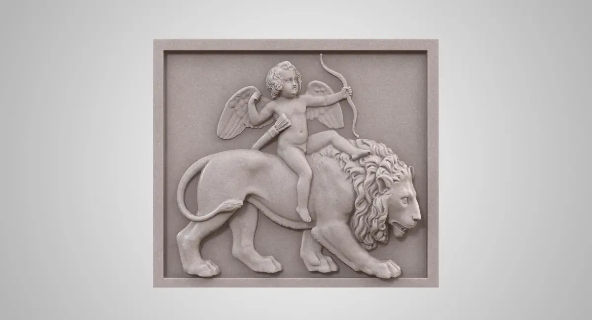 Relief Cupid on Lion 3D model