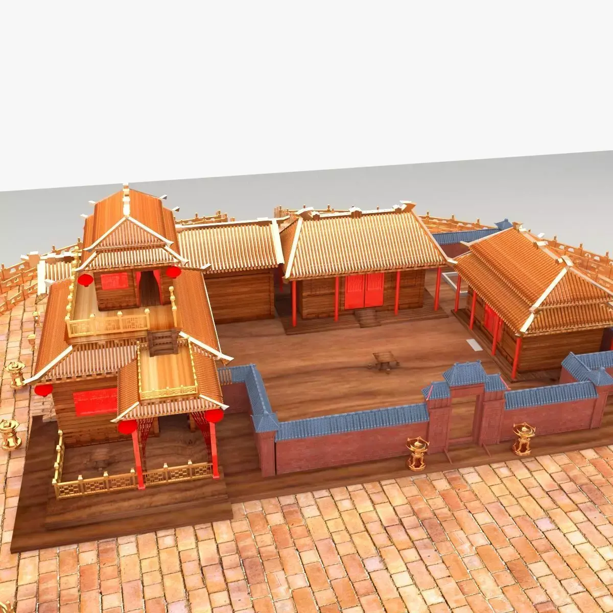 Chinese ancient courtyard house 3D model get