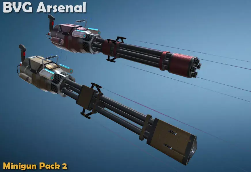 Minigun pack 2 Low-poly 3D model