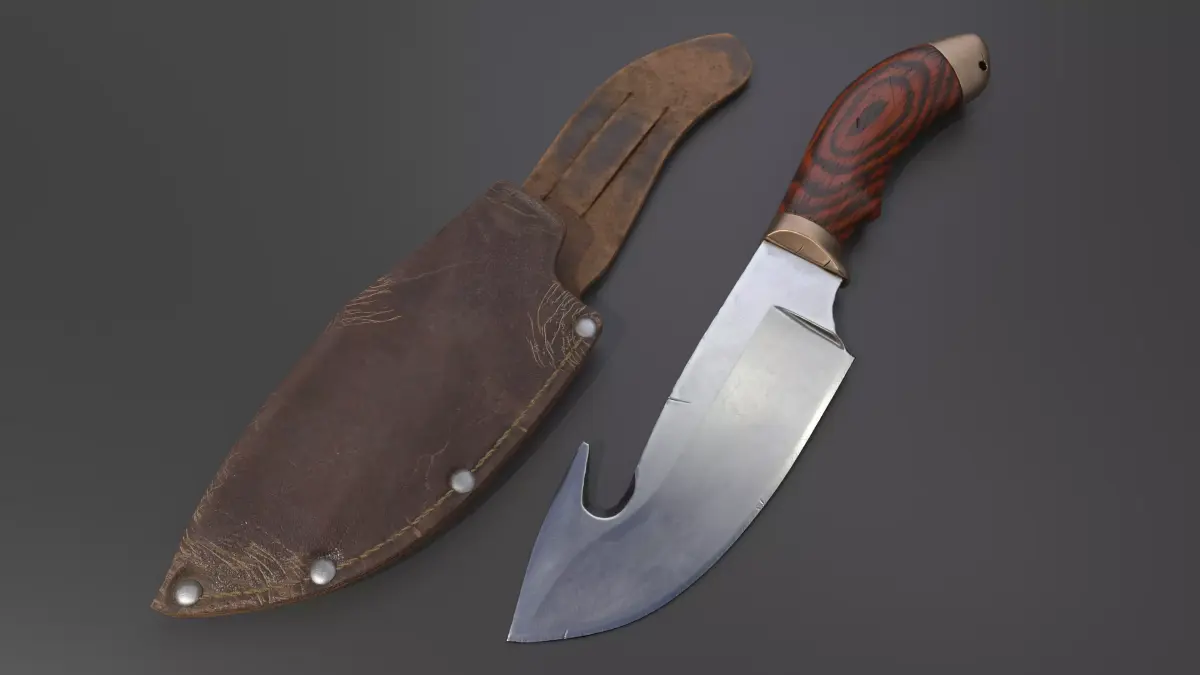 Survival Hunting Knife with Sheath Low-poly 3D model