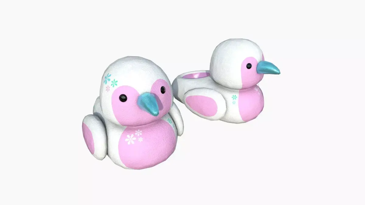 Slippers J08 Flowers Bird - Costume Character Design Low-poly 3D model