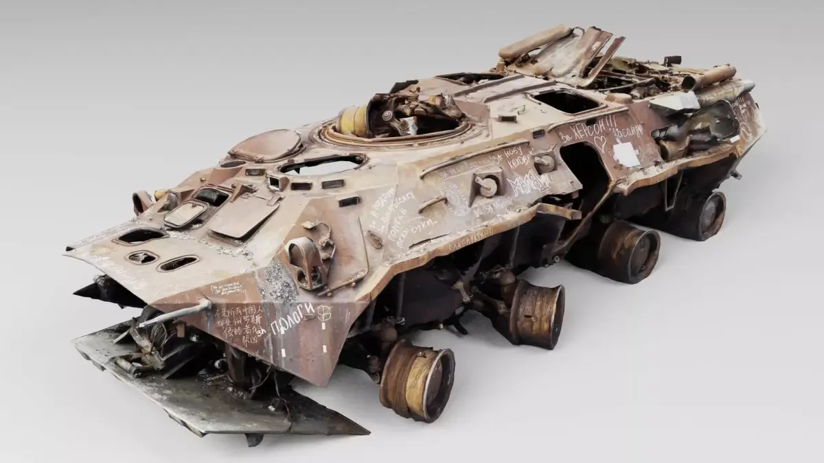 Destroyed BTR-80 wheeled amphibious armoured personnel carrier  3D model