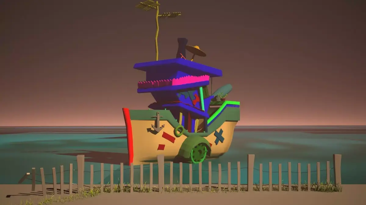 Cartoon Small Pirate Boat Free low-poly 3D model