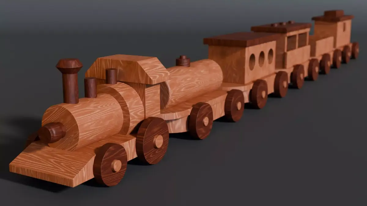 Wooden Christmas Train 3D model