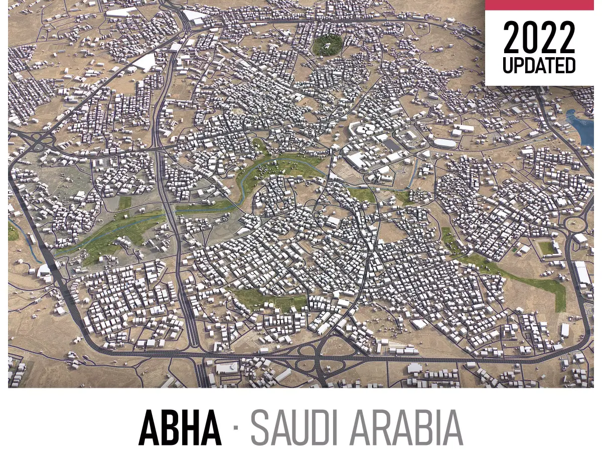 Abha - Downtown Low-poly 3D model