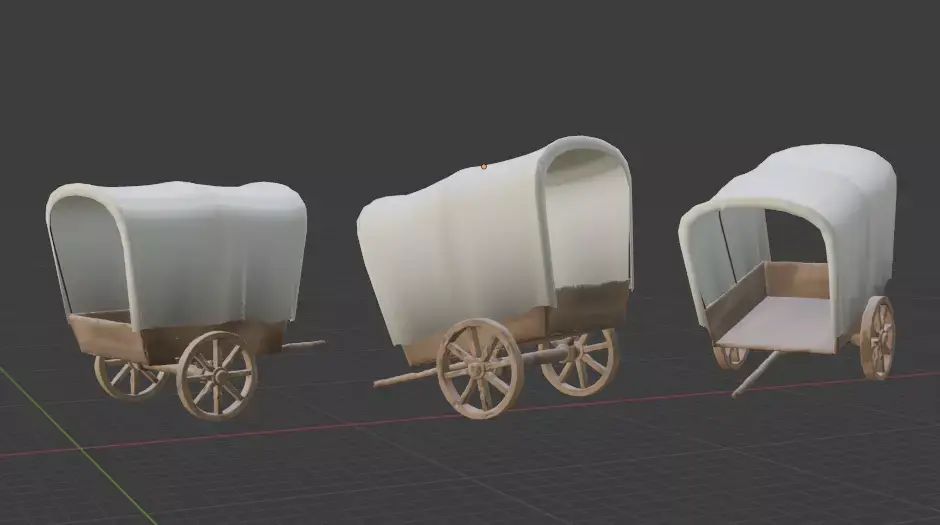 High Quality Sculpted Vertex Painted Wagon Chariot Cart Model Free 3D model