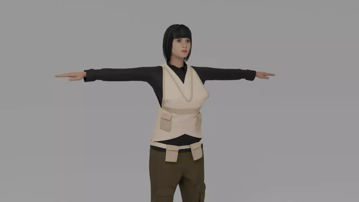 WW War Pilot Woman Low-poly 3D model