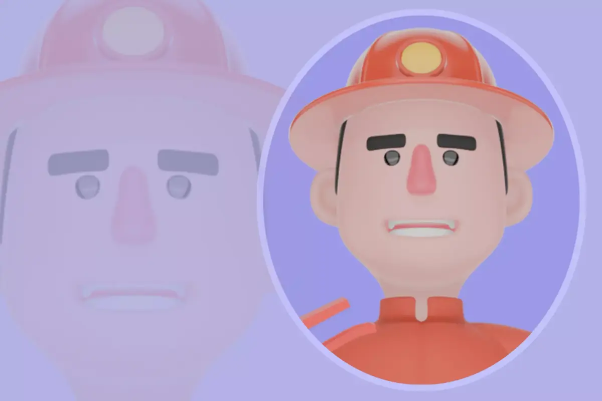 Stylized 3D Firefighter Holding Extinguisher - Cartoon Male  3D model