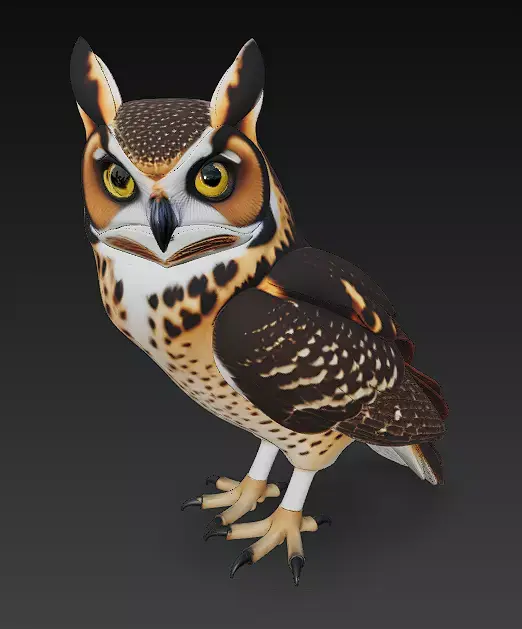 Owl Wild Realistic 3D Model - Low Poly Realistic Low-poly 3D model purchase