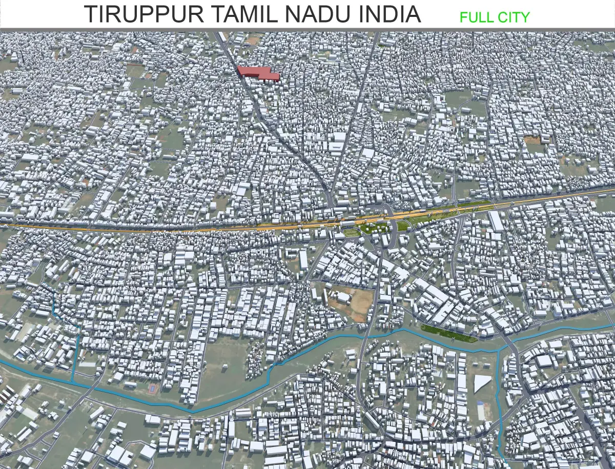 Tiruppur Tamil Nadu India 30km AI Low-poly 3D model