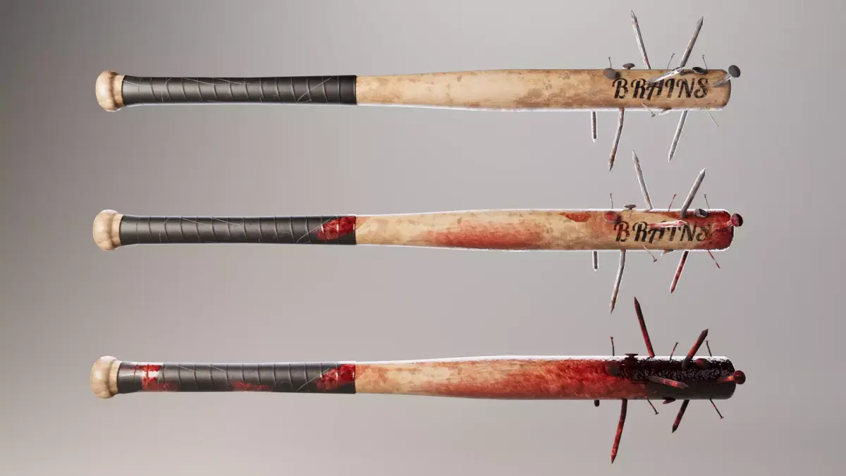 Baseball Bat with Nails Low-poly 3D model