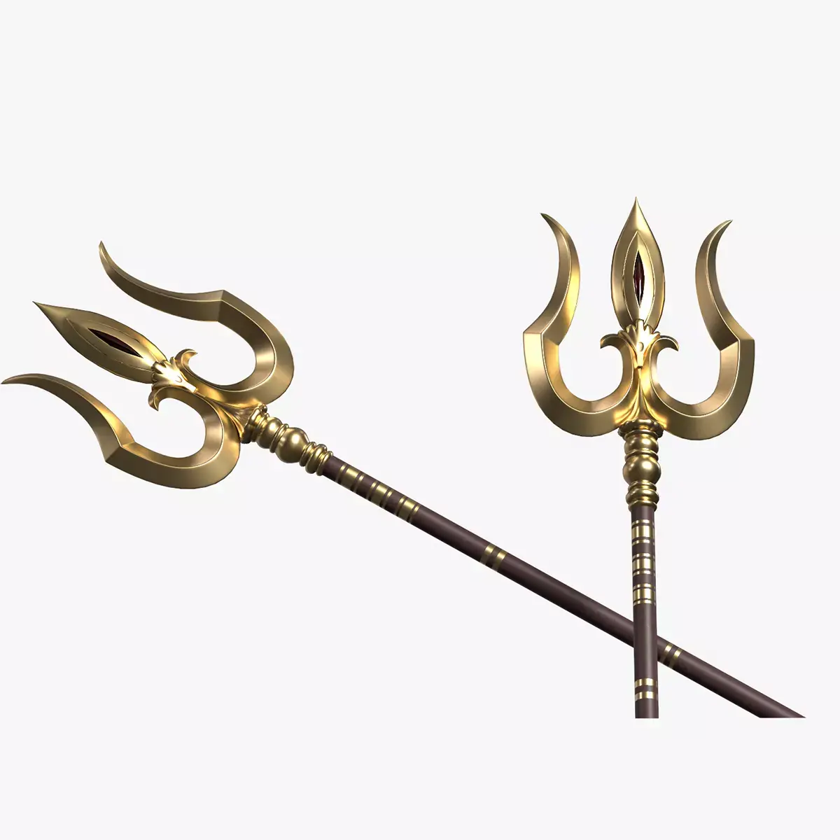 Trishul in gold Low-poly 3D model