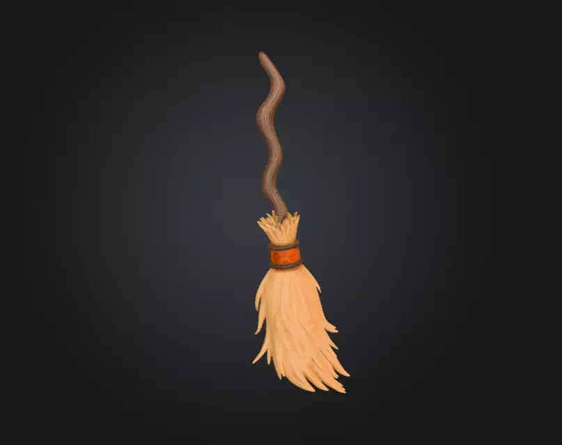 Enchanted Broomstick Low-poly 3D model