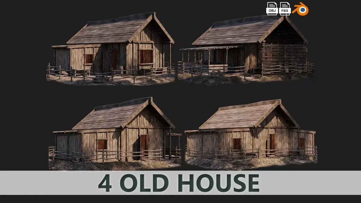 Old House PBR 4K GameReady Pack 29 to 32 Low-poly 3D model